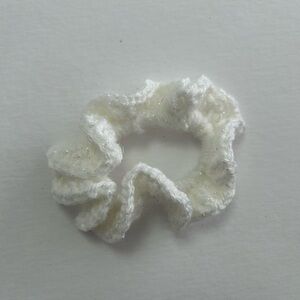 Elegant White Crochet Hair Scrunchie